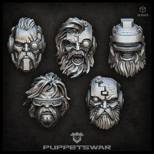Techno Viking Heads - Wargaming - Puppetswar - Resin Cast