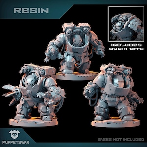 Orcs in Buster Armour [Bushi bits included] - Puppetswar - Resin Print - Tabletop Wargaming