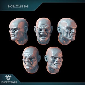 Bald Bushi Heads - Wargaming - Puppetswar - Resin Cast