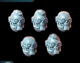 Cabeças com Máscaras de Caveira v3 - Puppetswar - Fundição em Resina - Jogos de Guerra de Mesa