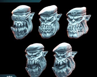 Orc Commando Heads  - Puppetswar - Resin Cast - Tabletop Wargaming
