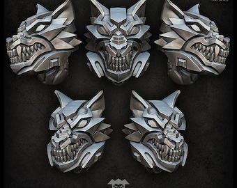 Wolf Helmets  - Puppetswar - Resin Cast - Tabletop Wargaming