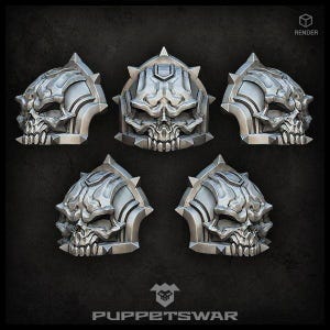 H.I. Skull Shoulder Pads - Wargaming - Puppetswar - Resin Cast