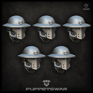 Trench Knight Heads - Puppetswar - Resin Cast - Bordspelskrig