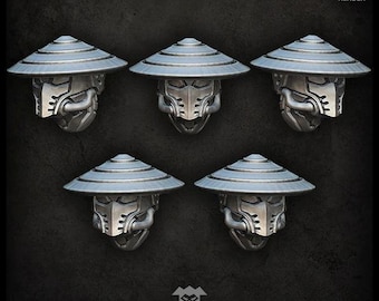 Masked Ashigaru Köpfe - Puppetswar - Resin Cast - Tabletop Wargaming