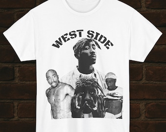 Tupac Shakur West Side T-Shirt - Vintage 2Pac Graphic Tee, Halbton Hip Hop Legend Shirt, Unisex 90er Jahre Rap Icon Streetwear