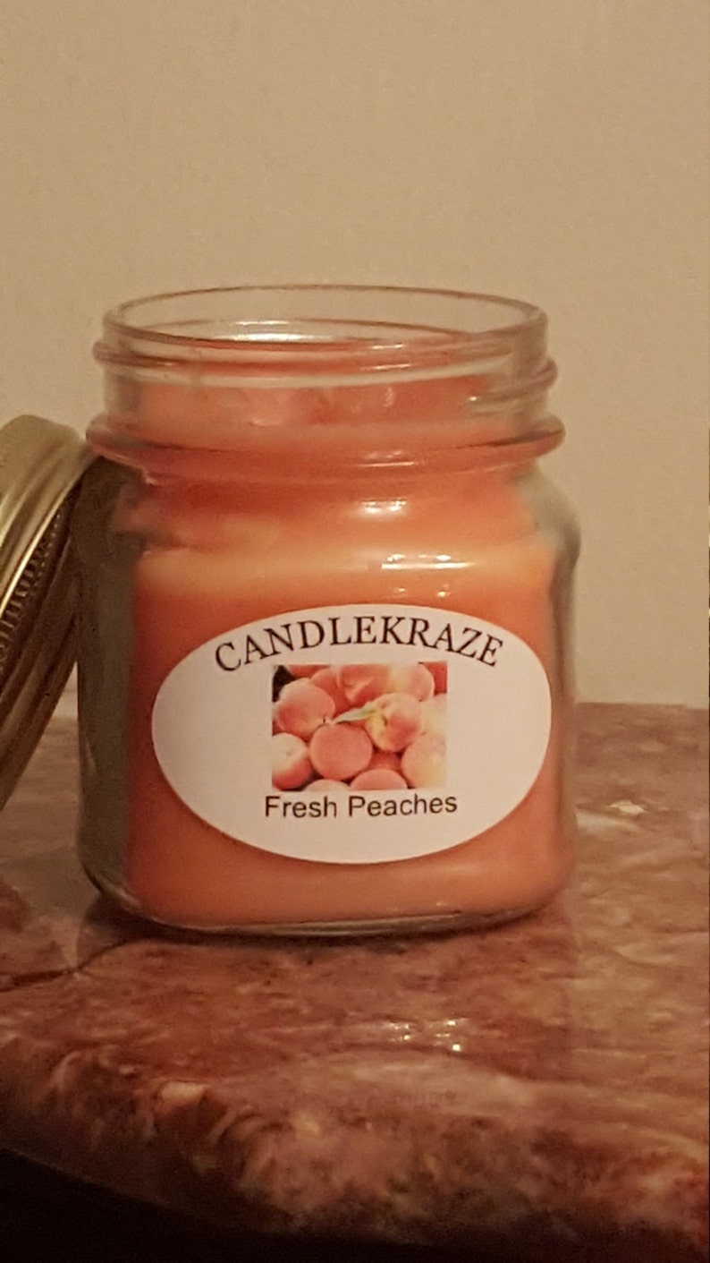 Fresh Peaches 8oz Mason Jar Candle Etsy