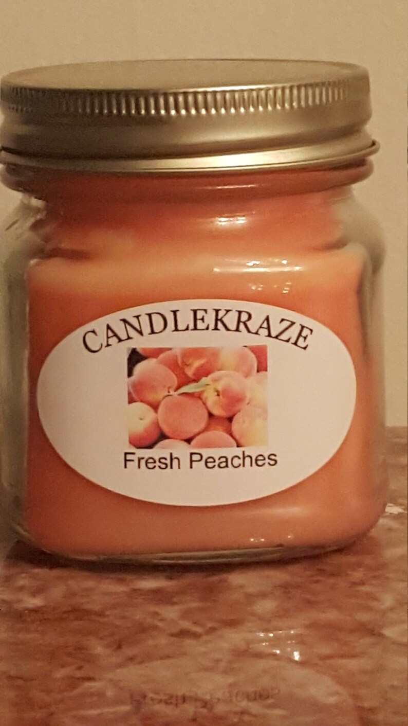 Fresh Peaches 8oz Mason Jar Candle Etsy