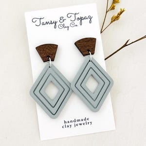 Polymer Clay Earrings - The Jill Handmade Lightweight Diamond Dangle Earrings, Gift for Women