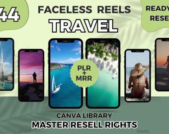 Faceless Digital Marketing Videos With Master Resell Rights MRR,144+ Faceless Travel Aesthetic Videos for Instagram Reels Minimalist