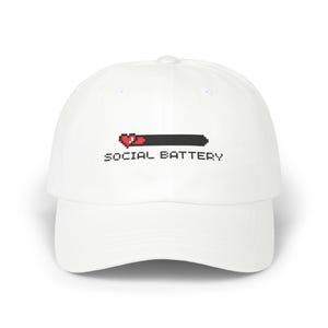 Social Battery Gamer Dad Hat: Retro Embroidered Video Game Cap