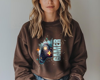Gamer Sweatshirt Cozy, Gaming Gift, Cozy Gamer Pullover, Controller Design, Cozy gamer girl, gift for him, gift for her