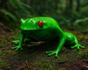 巨大な家宝トマトカエルのフィギュア - リアルな手描きの樹脂カエル