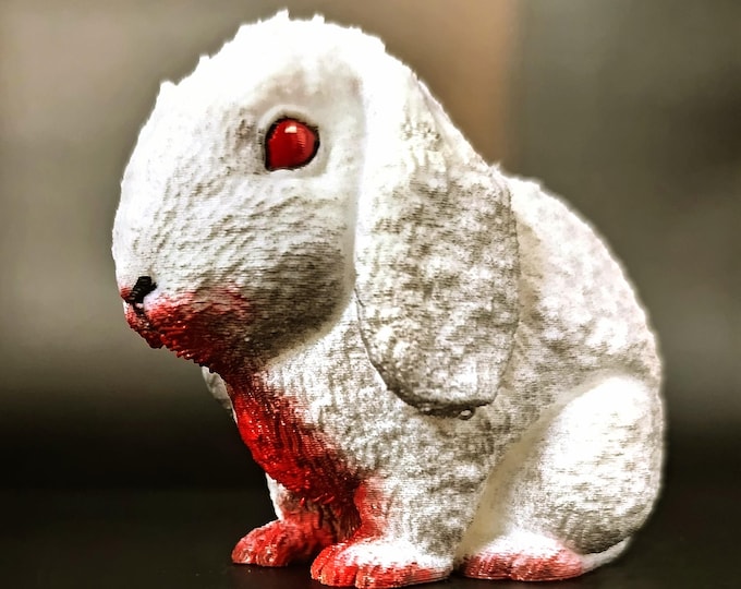 Featured listing image: Killer Rabbit - Monty Python And The Holy Grail - Rabbit Of Caerbannog  -  Halloween - Home Decor - 3D Printed And Hand Painted Model - 10cm