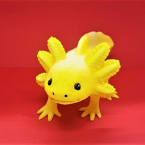 Axolotl Figurine ( Yellow ) -  Salamander Fish - 3D Printed And Hand Painted Model