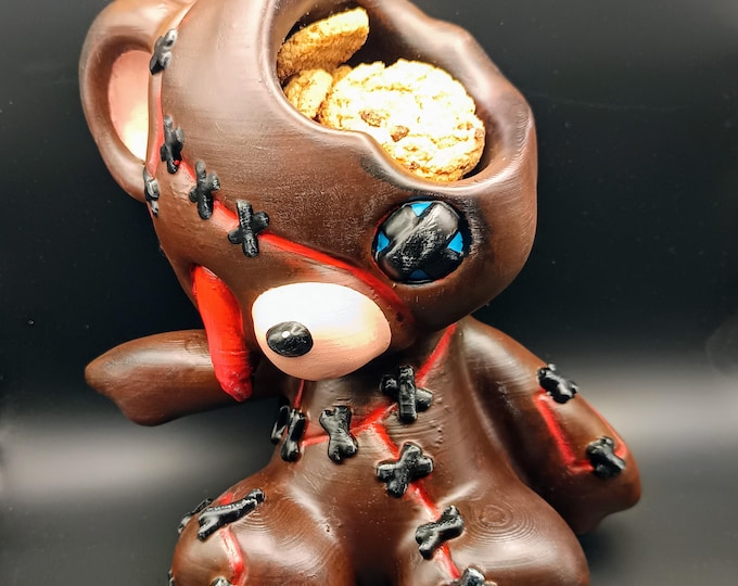 Featured listing image: Teddy Bear Creepy Edition - Candy or Cookies Holder - Bowl For Your Halloween Candy Corns - 3D Printed And Hand Painted Model 24cm