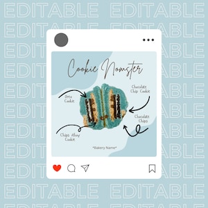 Cookie Instagram-post, gedetailleerde visuele marketing voor koekjes voor thuisbakkerij, gevulde koekjes, digitale download voor bakkerij, Instagram postbakkerij