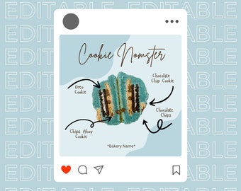 Cookie Instagram post, detailed cookie visual marketing for home bakery, stuffed cookies, digital download for bakery, instagram post bakery