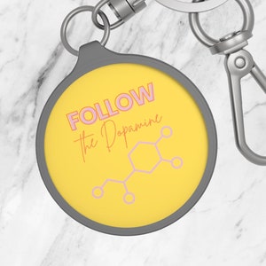 Dopamine Keychain Follow the Dopamine Molecule Keychain Brightly Colored Keyring with Clip Keychain Hardware Dopamine Gift Chasing Dopamine