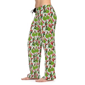 Grinch Weihnachten Damen Pyjama Hose, Nachtwäsche Loungewear, Feiertagsgrün Lounge Böden, gemütliche PJ Hose, Winter, Weihnachtsgeschenk