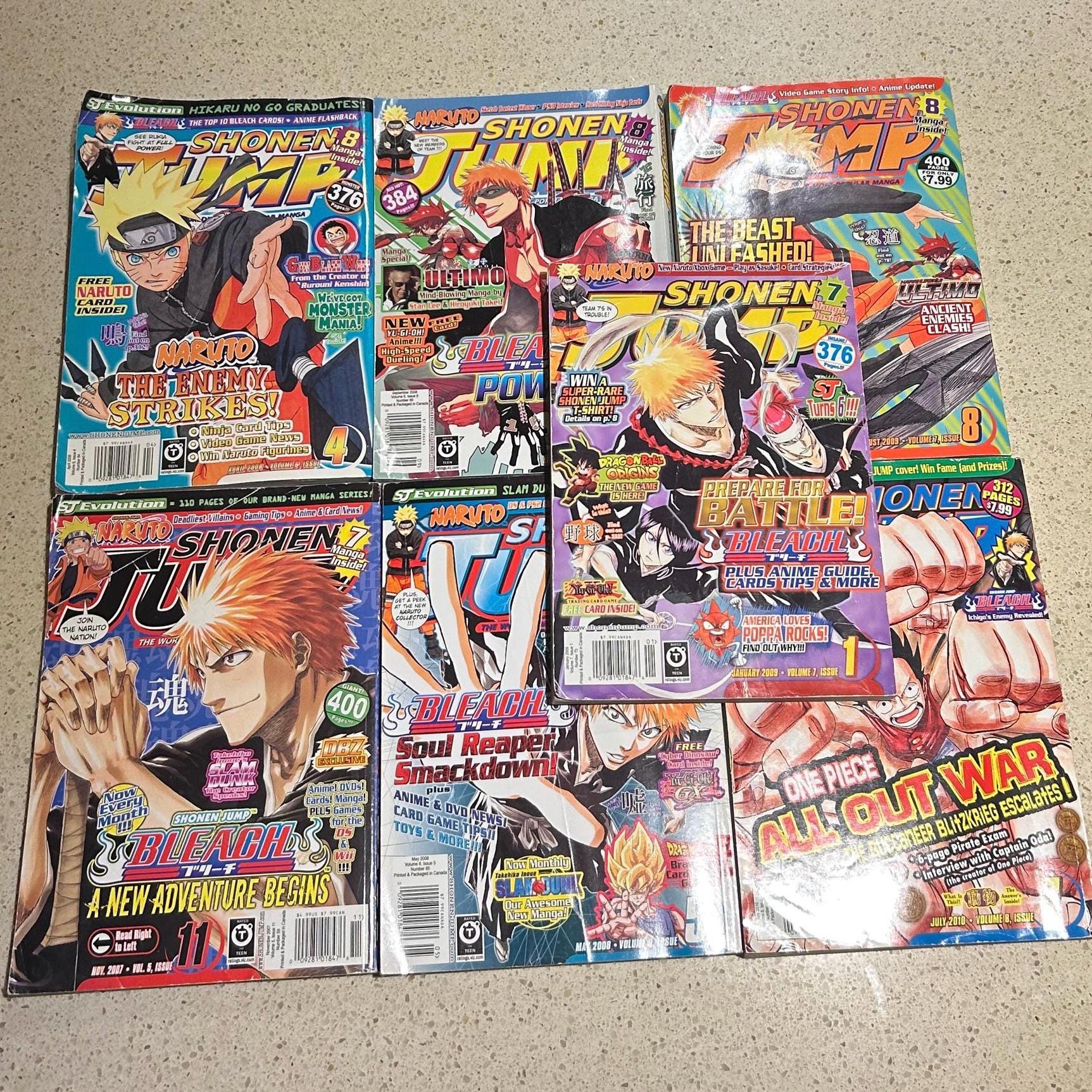 Shonen Jump Magazine Vintage 2007-2010 Naruto, Bleach, One Peice