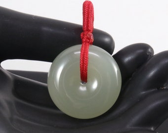 1.8cm Jade Donut Pendant / Charm (red string bail)