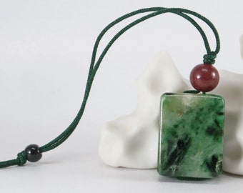 Old Treated Jade Rectangular Charm (artificial stone, pre-owned restyled)