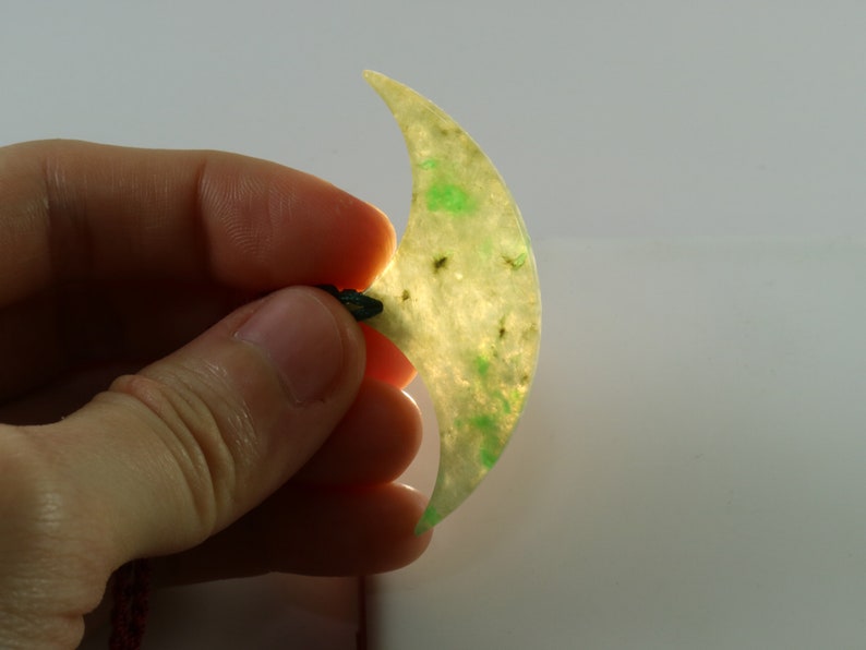 Crescent jade necklace worn jadeite beauty