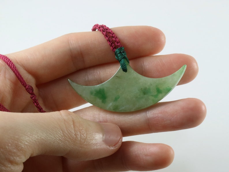 Crescent jade necklace worn jadeite beauty