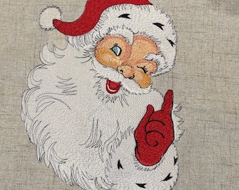 Embroidered Santa Pillow Cover