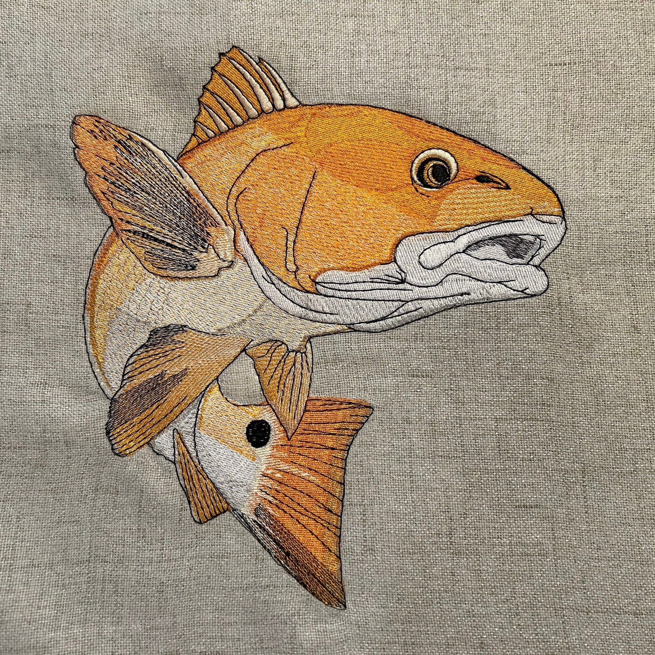 Embroidered Redfish Pillow Cover