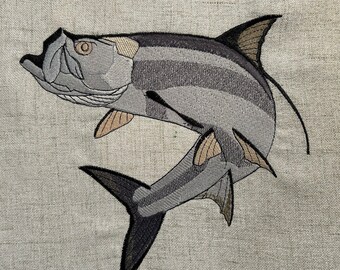Embroidered Tarpon Pillow Cover