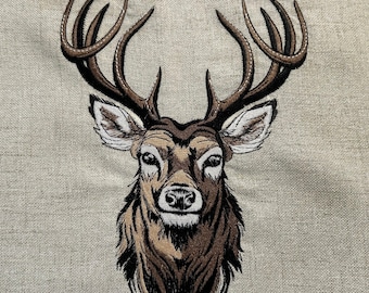 Embroidered Pillow Cover - White Tail Deer