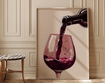 Impression d'art minimaliste pour le vin : décoration de bar moderne (téléchargement numérique)