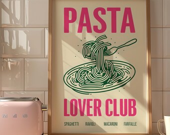 Pink Pasta Print: Trendige Küche & Wohnheim Foodie Art (Digitaler Download)