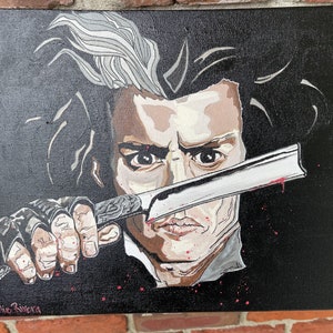 Sweeney Todd, Johnny Depp pop art, acrylic painting, Demon Barber of Fleet Street