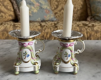 Vintage Herend Saxonian Bouquet Candle Holders