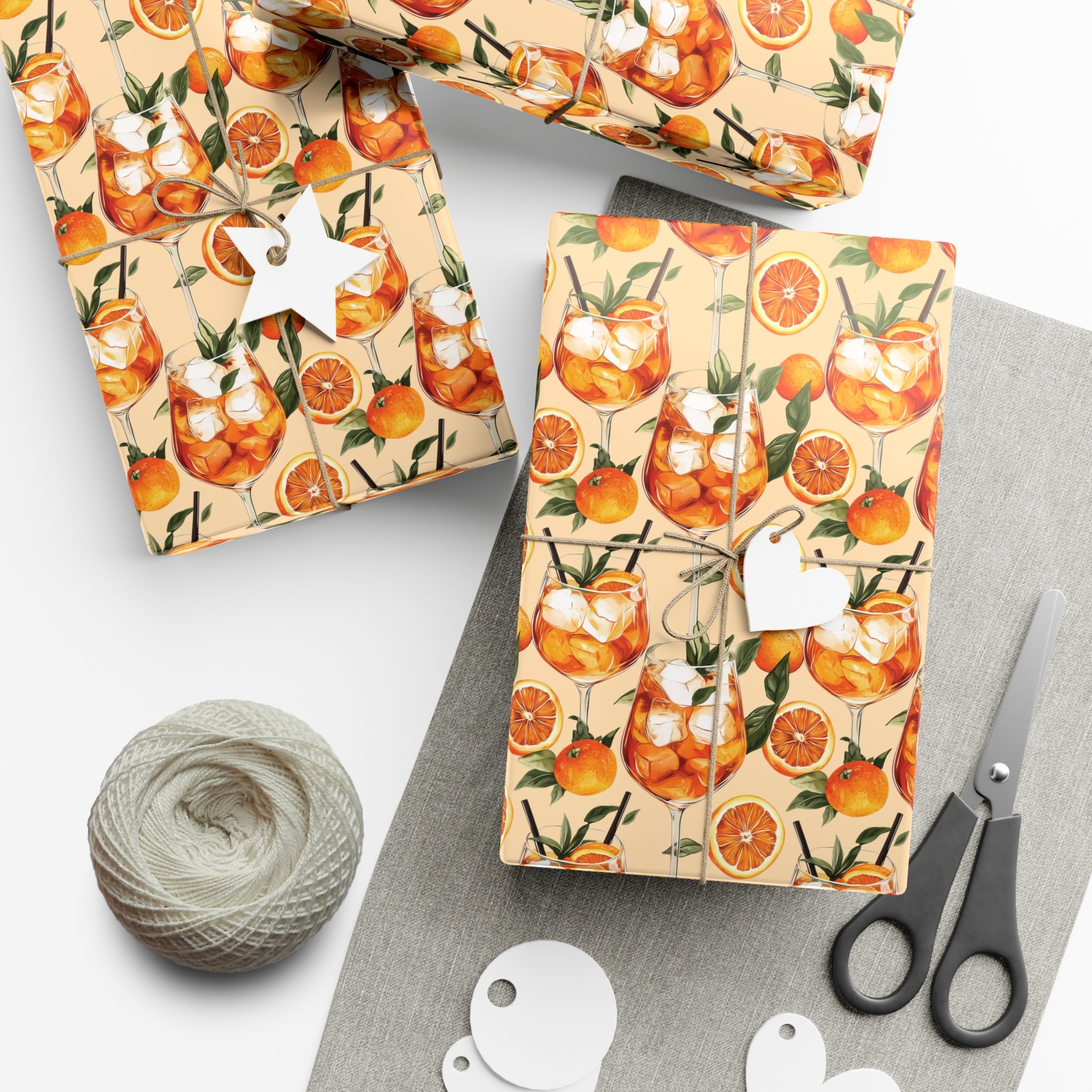 Aperol Spritz Wrapping Paper Peachy Color Italian Cocktail Party Gift ...