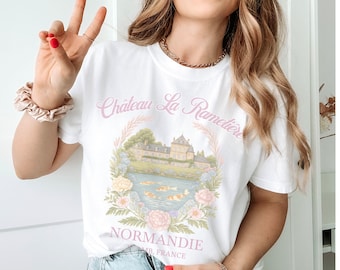 Camisa de castillo, camisa de estética francesa, camisa con gráfico de cisne, camisa de finca campestre, camisa vintage romántica, camisa cottagecore parisina, moda parisina