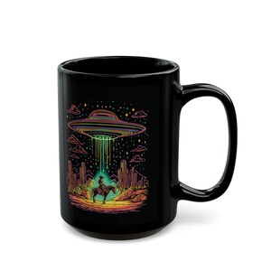 Neon UFO Cowboy Mug Sci-Fi Western Coffee Mug Alien Abduction Mug Alien Desert Design Perfect Gift for UFO Cowboy Fans Desert Cowboy image 6