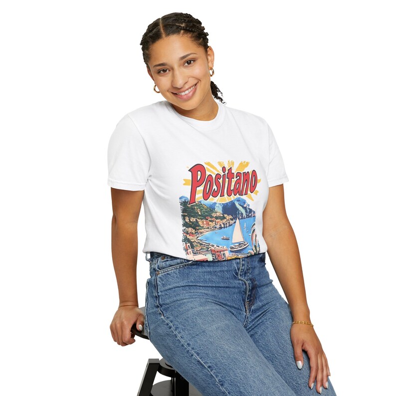 Positano Shirt, Amalfi Coast Tshirt, Italy Shirt , Coastal Grandmother Vintage Aesthetic, Retro Graphic shirt, Italian image 7