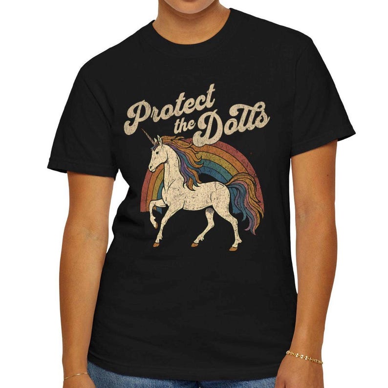 Protect the Dolls Shirt, Trans Rights T-Shirt, LGBTQ Pride Unicorn Tee, Pedro Pascal Inspired Queer Protest Shirt Anti-Trump Democrat Gift image 8