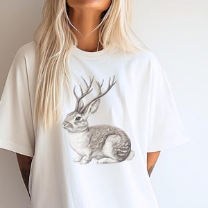 Jackalope-shirt cadeau voor liefhebbers van cryptozoologie Uniek Cryptid-cadeau Witte olifant cadeau Weirdcore losgeslagen schattig Jackalope-cadeau