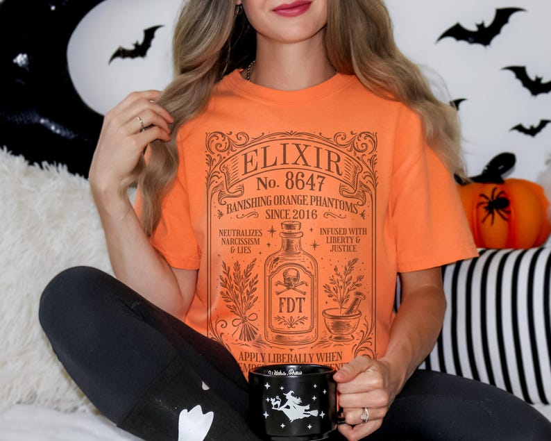 Feminist Witch Anti Trump Shirt Subtle FDT Witchcore Tee Liberal Protest Top Occult Vintage Aesthetic Not My President 8647 Witch Shirt Burnt Orange