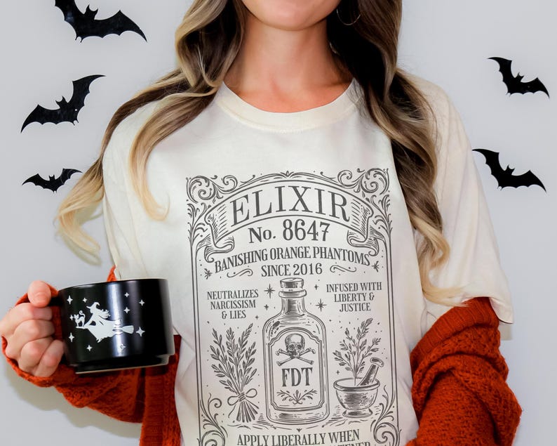 Feminist Witch Anti Trump Shirt Subtle FDT Witchcore Tee Liberal Protest Top Occult Vintage Aesthetic Not My President 8647 Witch Shirt Ivory