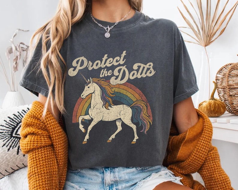 Protect the Dolls Shirt, Trans Rights T-Shirt, LGBTQ Pride Unicorn Tee, Pedro Pascal Inspired Queer Protest Shirt Anti-Trump Democrat Gift image 5