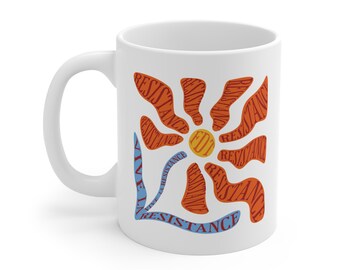Vive La Resistance Floral Mug Subtle Anti Trump Floral Mug Matisse Flower Mug Feminist Democrat Gift For Her Funny Political Mug