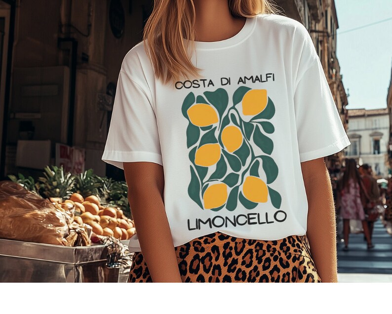 Camisa de limón Limoncello, camiseta de la Costa de Amalfi, camisa de limón, camisa de Positano, camiseta de limones italianos Camisa estilo Matisse La Dolce Vita imagen 2