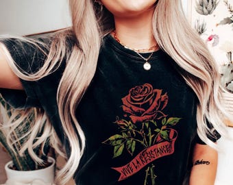 Vive La Resistance Rose Shirt Vintage Style Distressed French Tee anti trump shirt Womens Rights Gift For Feminist Gift For Her Female Power