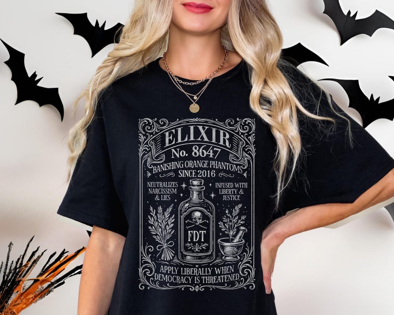 Feminist Witch Anti Trump Shirt Subtle FDT Witchcore Tee Liberal Protest Top Occult Vintage Aesthetic Not My President 8647 Witch Shirt Black